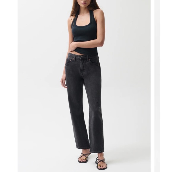 pistola Denim - Pistola Lexi Mid Rise Bowed Straight Jeans Women 36x29 32 Mercury Black